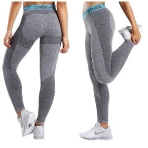 GYMSHARK FLEX LEGGINGS Charcoal Marl/Teal